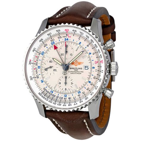 Breitling Navitimer World Steel Brown Strap Men's Watch 